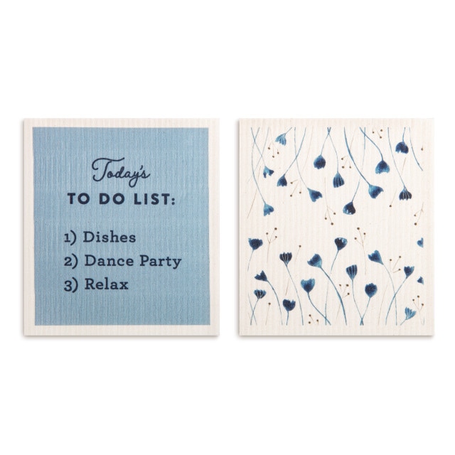 Dish Cloths Set of 2 - Blue Wildflowers | DEMDACO